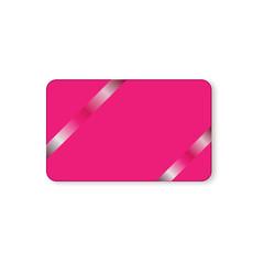 Design gift card with red ribbons. Vector illustration. Business card template. Holiday background design for invitation, ticket.