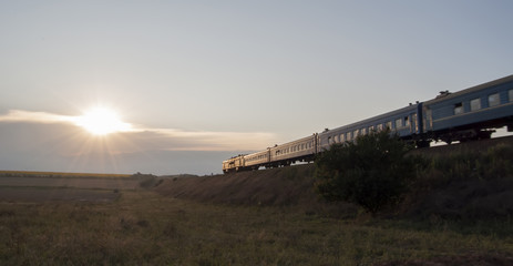 The railway in the field on a summer evening 6