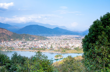 View of Pokhara and lake Phewa, Nepal