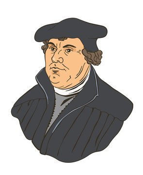 Martin Luther (1483-1546) the key person in protestant Reformation, 500th Anniversary, vector Illustration 