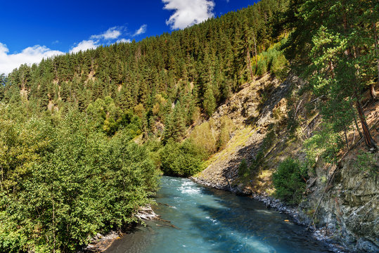 Pirikitis Alazani River. Tusheti Nature Reserve. Georgia