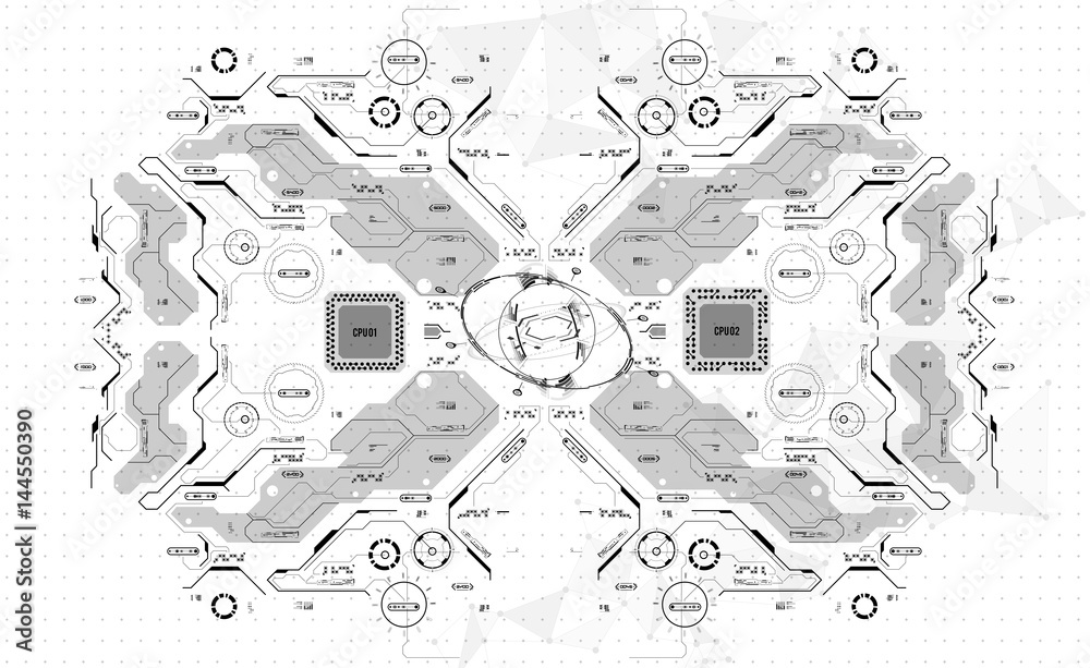 Poster conceptual template with hud elements. background with futuristic user interface. design concept wit