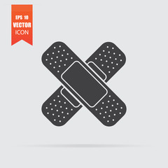 Plaster icon in flat style isolated on grey background.