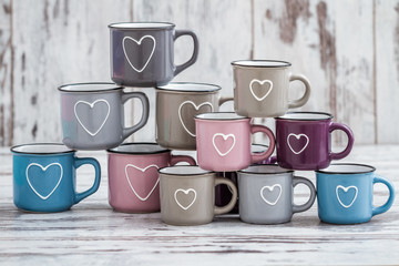 Colorful Cute Coffee Mugs with Hearts