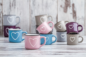 Colorful Cute Coffee Mugs with Hearts