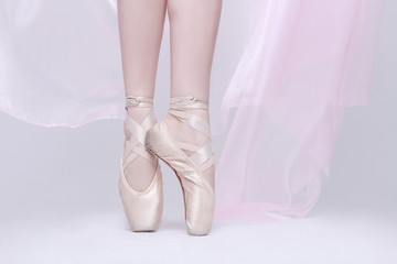 Dancer In Pink Pointe Shoes Using Proper Technique