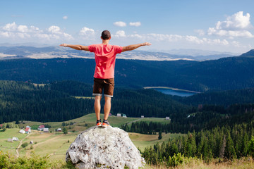 man travel countryside alone