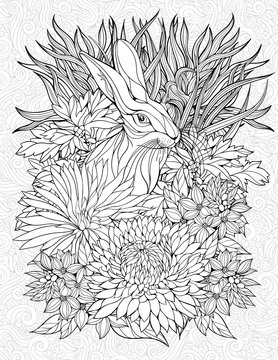 coloring page with a rabbit
