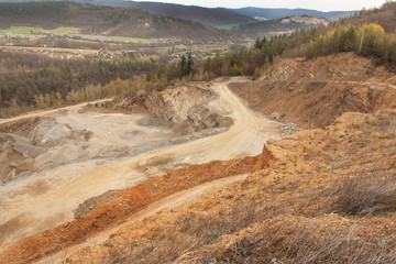Way  in stone quarry. View of stone quarrying in the Czech Republic.