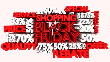 3D Black Friday word and percentage discount signs