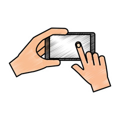 hands user smartphone icon vector illustration design