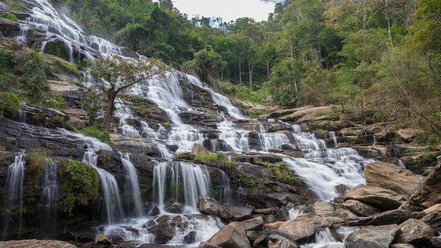 Timelapse at Mae Ya tropical waterfall at Chiang Mai, Thailand, 4K Time lapse