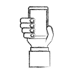 hands user smartphone icon vector illustration design