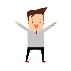 Geschäftsmann Kaufmann freut sich über Unternehmenserfolge und Beförderung