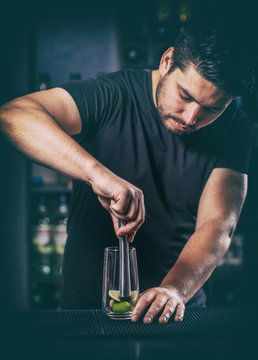 Bartender preparing cocktail
