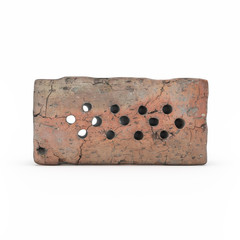 Front view of brick isolated 3d rendering