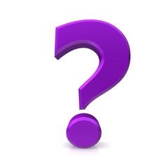 question mark 3d illustration rendering isolated purple lila violet