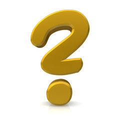 question mark gold yellow 3d isolated business symbol cut off three-dimensional icon sign