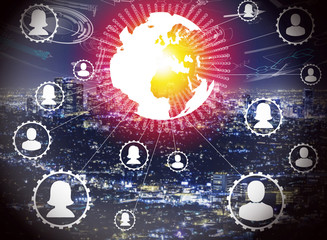 Social media world with light effect