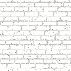 White wall grunge brick background. Rustic blocks texture template. Seamless pattern. Vector illustration of building block. - 144558144