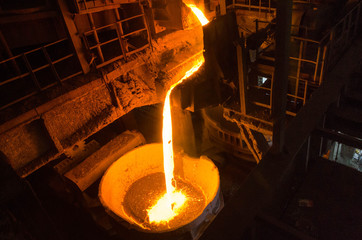 Liquid iron inside of plant and trains