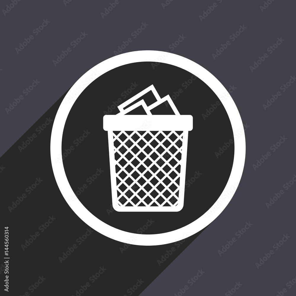 Aufkleber trash can flat design vector icon.