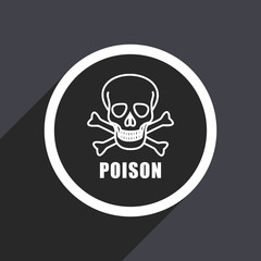 Poison skull flat design vector icon.