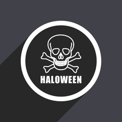 Haloween skull flat design vector icon.