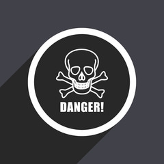 Danger skull flat design vector icon.