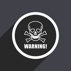 Warning skull flat design vector icon.