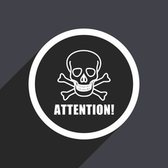 Attention skull flat design vector icon.