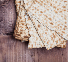 Jewish easter bread matza on wood