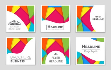 Naklejka premium Abstract vector layout background set. For art template design, list, front page, mockup brochure theme style, banner, idea, cover, booklet, print, flyer, book, blank, card, ad, sign, sheet,, a4