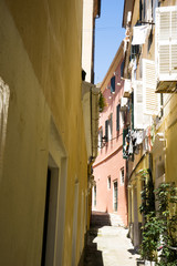 Old tradiotional street at corfu island, Greece