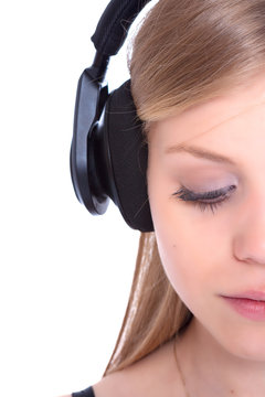 Young woman listening music