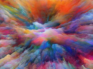 Vitrage gordijnen Mix van kleuren Opmars van surrealistische verf