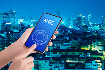 woman hand holding the phone tablet isolated on white background