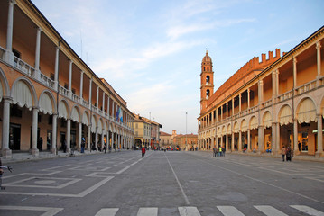 Italy. Faenza the medieval People square. The settlement of the antique square started in 1313. - 144563776