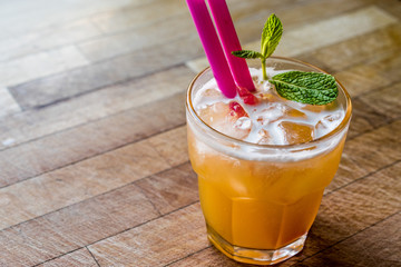 Mai Tai Cocktail with mint leaves and ice.