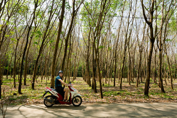 Tourist on motorbike