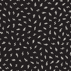 Scattered Geometric Line Shapes. Abstract Background Design. Vector Seamless Black and White Pattern.