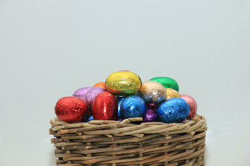 Easter eggs in a wicker basket