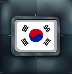 South Korea flag on metalic background