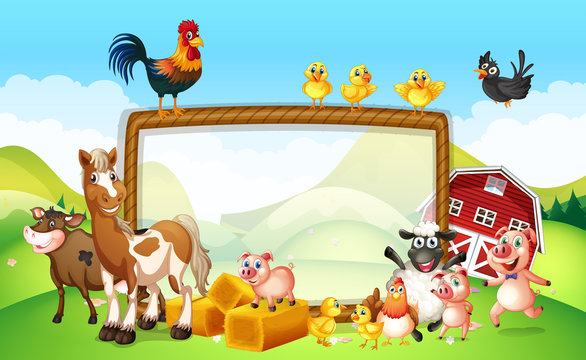 Frame design with farm animals Stock Vector | Adobe Stock