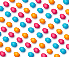 Many colored eggs, isolated on white backgroung