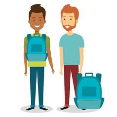 persons with suitcase travel  vector illustration design