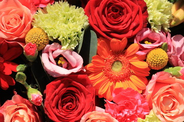 orange and red wedding flowers