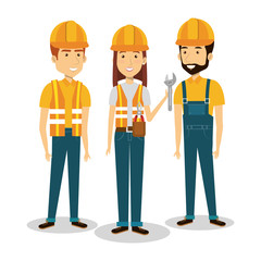 professional construction people characters vector illustration design