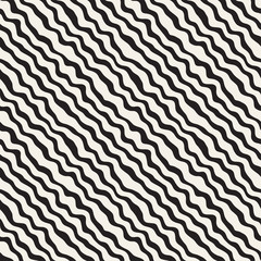 Wavy Ripple Hand Drawn Lines. Abstract Geometric Background Design. Vector Seamless Pattern.