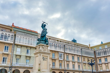Monument to Maria Pita, A Coruna, Galicia, Spain.